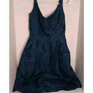 Ann Taylor Formal Midi Dress Lined Solid Dark Green Side Zip Size 2